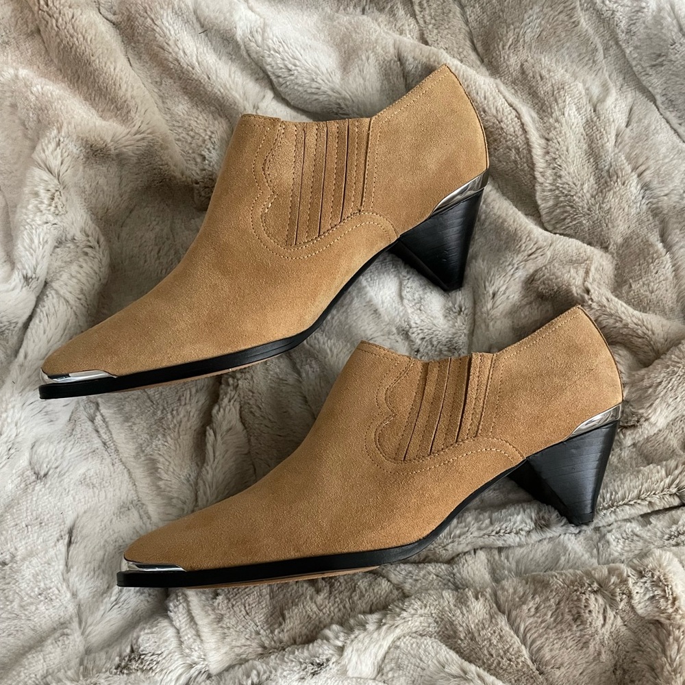 Tan Khaki Brown Suede Ankle Boots